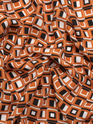 Mood Exclusive Orange Checkerboard Cadence Drapey Viscose Woven Mood Exclusive Orange Checkerboard Cadence Drapey Viscose Woven