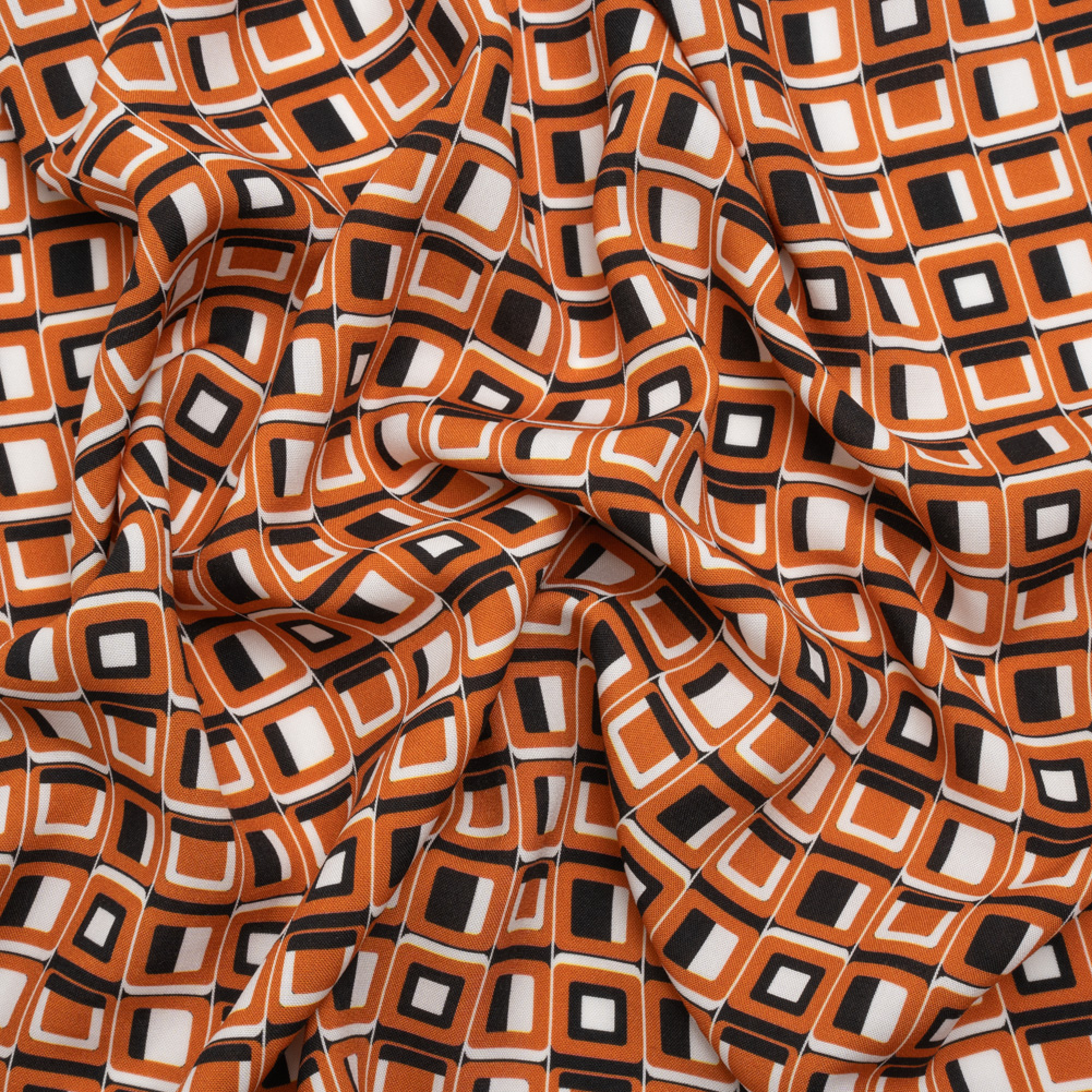 Mood Exclusive Orange Checkerboard Cadence Drapey Viscose Woven Mood Exclusive Orange Checkerboard Cadence Drapey Viscose Woven