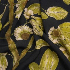 Sustainable Viscose Crepe Print – Black and Leaf Green Floral – Mood Exclusive Dolomite Daisies Sustainable Viscose Crepe Print – Black and Leaf Green Floral – Mood Exclusive Dolomite Daisies
