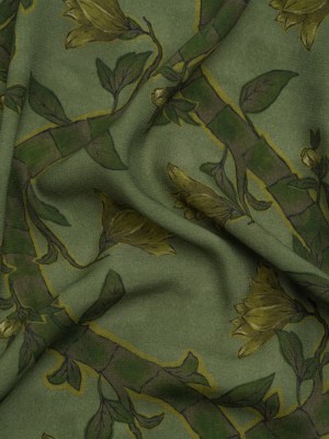 Sustainable Viscose Crepe Print – Green Floral Ogee Lattice – Mood Exclusive Intertwined Vines Sustainable Viscose Crepe Print – Green Floral Ogee Lattice – Mood Exclusive Intertwined Vines