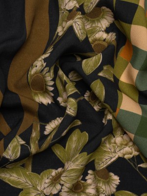 Sustainable Viscose Crepe Panel – Green and Brown Checks and Floral Patchwork – Mood Exclusive Earth’s Gifts Sustainable Viscose Crepe Panel – Green and Brown Checks and Floral Patchwork – Mood Exclusive Earth’s Gifts