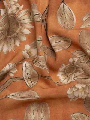 Sustainable Viscose Crepe Print – Burnt Orange and Brown Floral – Mood Exclusive Dolomite Daisies Sustainable Viscose Crepe Print – Burnt Orange and Brown Floral – Mood Exclusive Dolomite Daisies