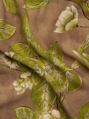 Sustainable Viscose Crepe Print – Brown and Leaf Green Floral – Mood Exclusive Dolomite Daisies Sustainable Viscose Crepe Print – Brown and Leaf Green Floral – Mood Exclusive Dolomite Daisies