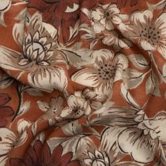 Sustainable Viscose Crepe Print – Rust Orange and White Floral – Mood Exclusive Crowded Fields Sustainable Viscose Crepe Print – Rust Orange and White Floral – Mood Exclusive Crowded Fields