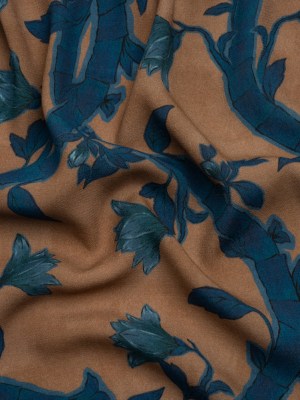 Sustainable Viscose Crepe Print – Blue and Brown Floral Ogee Lattice – Mood Exclusive Intertwined Vines Sustainable Viscose Crepe Print – Blue and Brown Floral Ogee Lattice – Mood Exclusive Intertwined Vines