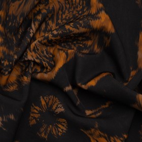 Stretch Polyester Woven Print – Black and Brown Abstract Ikat – Mood Exclusive Brown Sugar Morning Stretch Polyester Woven Print – Black and Brown Abstract Ikat – Mood Exclusive Brown Sugar Morning