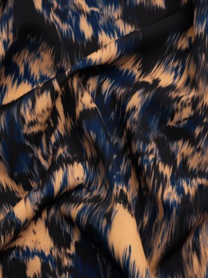 Stretch Polyester Woven Print – Blue and Beige Abstract Ikat – Mood Exclusive Shifting Sands Stretch Polyester Woven Print – Blue and Beige Abstract Ikat – Mood Exclusive Shifting Sands