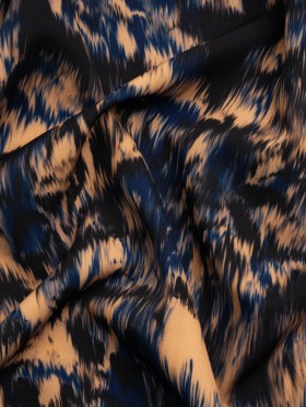 Stretch Polyester Woven Print – Blue and Beige Abstract Ikat – Mood Exclusive Shifting Sands Stretch Polyester Woven Print – Blue and Beige Abstract Ikat – Mood Exclusive Shifting Sands