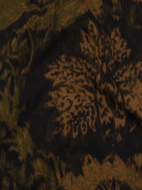 Stretch Polyester Woven Print – Black, Green and Brown Abstract Ikat – Mood Exclusive Brown Sugar Morning Stretch Polyester Woven Print – Black, Green and Brown Abstract Ikat – Mood Exclusive Brown Sugar Morning