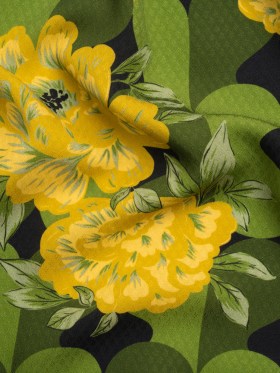 Sustainable Viscose Floral Jacquard Print – Green, Yellow and Black Floral and Abstract – Mood Exclusive Hip Hydrangea Sustainable Viscose Floral Jacquard Print – Green, Yellow and Black Floral and Abstract – Mood Exclusive Hip Hydrangea