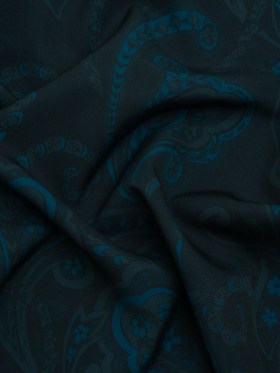 Stretch Polyester Woven Print – Dark Navy Paisley – Mood Exclusive Midnight Flight Stretch Polyester Woven Print – Dark Navy Paisley – Mood Exclusive Midnight Flight