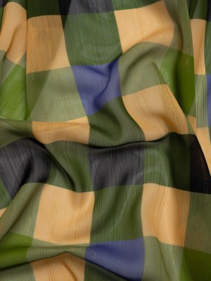 Polyester Chiffon Print with Metallic Pinstripes – Green, Blue and Yellow Plaid – Mood Exclusive Rooks and Bishops Polyester Chiffon Print with Metallic Pinstripes – Green, Blue and Yellow Plaid – Mood Exclusive Rooks and Bishops
