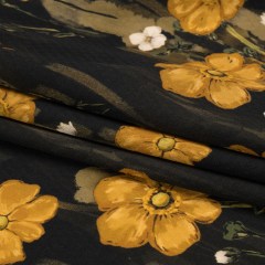 Sustainable Viscose Floral Jacquard Print – Dark Yellow, Olive Green and Black Floral – Mood Exclusive Marsh Song Sustainable Viscose Floral Jacquard Print – Dark Yellow, Olive Green and Black Floral – Mood Exclusive Marsh Song