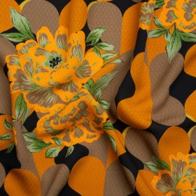 Sustainable Viscose Floral Jacquard Print – Orange, Green and Black Floral and Abstract – Mood Exclusive Hip Hydrangea Sustainable Viscose Floral Jacquard Print – Orange, Green and Black Floral and Abstract – Mood Exclusive Hip Hydrangea