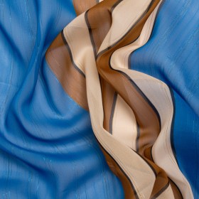 Polyester Chiffon Print with Metallic Pinstripes – Blue and Brown Stripes – Mood Exclusive Sandbridge Stripes Polyester Chiffon Print with Metallic Pinstripes – Blue and Brown Stripes – Mood Exclusive Sandbridge Stripes