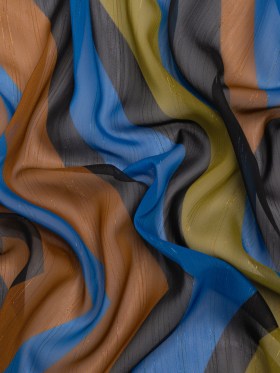 Polyester Chiffon Print with Metallic Pinstripes – Green, Blue and Brown Diamonds – Mood Exclusive Purely Prismatic Polyester Chiffon Print with Metallic Pinstripes – Green, Blue and Brown Diamonds – Mood Exclusive Purely Prismatic