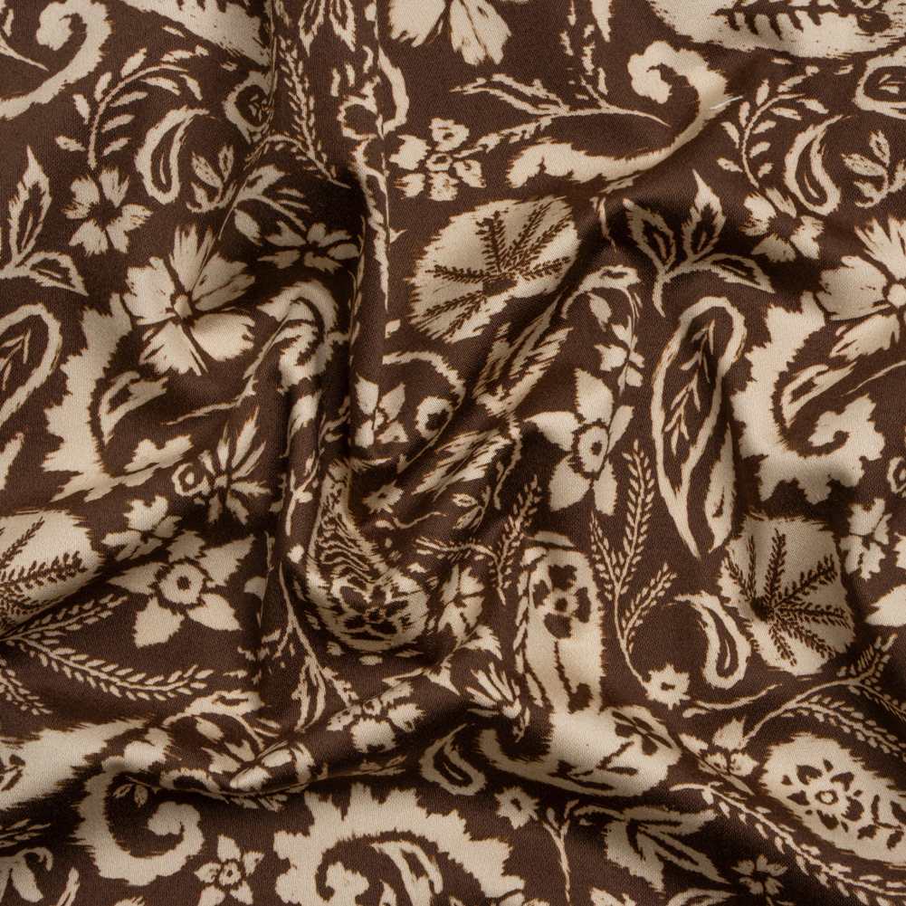 Mood Exclusive Brown Leaves of Grass Stretch Cotton Sateen Mood Exclusive Brown Leaves of Grass Stretch Cotton Sateen