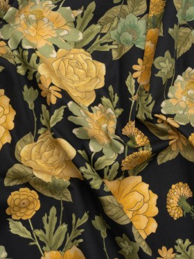 Cotton Poplin Print – Black and Yellow Floral – Mood Exclusive Glorious Gardens Cotton Poplin Print – Black and Yellow Floral – Mood Exclusive Glorious Gardens