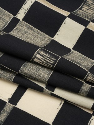 Cotton Poplin – Black and Cream Checks – City Blocked Print – Mood Exclusive Metro Collection Cotton Poplin – Black and Cream Checks – City Blocked Print – Mood Exclusive Metro Collection