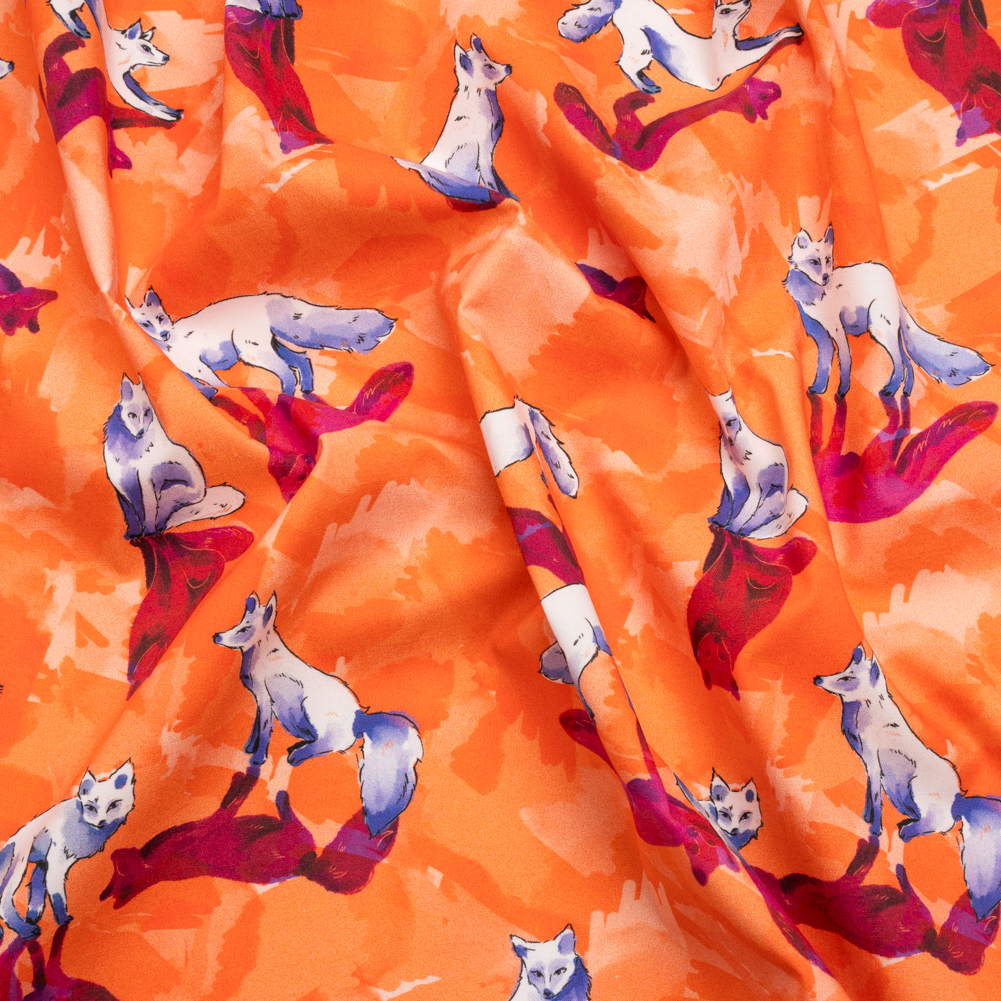 Stretch Cotton Poplin Print – Orange and Pink Arctic Foxes – Mood Exclusive Shadow Work Stretch Cotton Poplin Print – Orange and Pink Arctic Foxes – Mood Exclusive Shadow Work