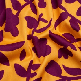 Stretch Cotton Twill Print – Mango Orange and Plum Purple Floral – Mood Exclusive Color-Block Creative Stretch Cotton Twill Print – Mango Orange and Plum Purple Floral – Mood Exclusive Color-Block Creative