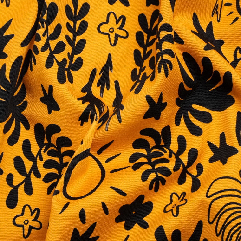 Stretch Cotton Twill Print – Yellow and Black Simple Doodles – Mood Exclusive Twin Flame Stretch Cotton Twill Print – Yellow and Black Simple Doodles – Mood Exclusive Twin Flame