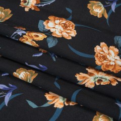 Viscose Crepe Print – Navy and Orange Floral – Mood Exclusive Chivalrous Designs Viscose Crepe Print – Navy and Orange Floral – Mood Exclusive Chivalrous Designs