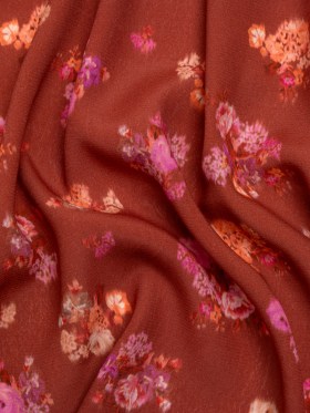 Viscose Crepe Print – Red, Peach and Pink Ikat Floral – Mood Exclusive Rosy Visions Viscose Crepe Print – Red, Peach and Pink Ikat Floral – Mood Exclusive Rosy Visions