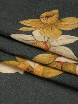 Viscose Crepe Print – Forest Green and Yellow Floral – Mood Exclusive Baby Bunches Viscose Crepe Print – Forest Green and Yellow Floral – Mood Exclusive Baby Bunches