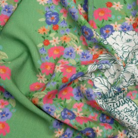 Slubbed Viscose Woven Panel – Green, Red and Blue Floral Blocks – Mood Exclusive Small Things Slubbed Viscose Woven Panel – Green, Red and Blue Floral Blocks – Mood Exclusive Small Things