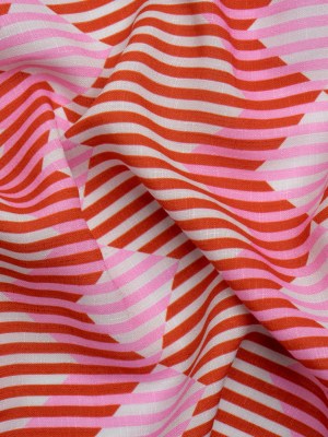 Slubbed Viscose Woven Print – Red and Pink Geometric Stripes – Mood Exclusive Eye Play Slubbed Viscose Woven Print – Red and Pink Geometric Stripes – Mood Exclusive Eye Play