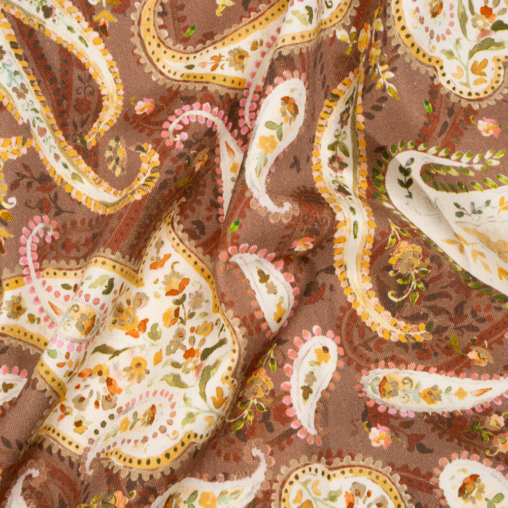 Stretch Cotton Twill Print – Rust Red and Brown Paisley – Mood Exclusive Paisley Garden Stretch Cotton Twill Print – Rust Red and Brown Paisley – Mood Exclusive Paisley Garden