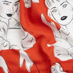 Slubbed Viscose Woven Print – Red, Black and White Portraits – Mood Exclusive Morning Mysteries Slubbed Viscose Woven Print – Red, Black and White Portraits – Mood Exclusive Morning Mysteries