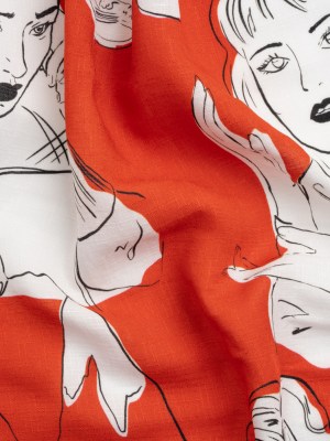 Slubbed Viscose Woven Print – Red, Black and White Portraits – Mood Exclusive Morning Mysteries Slubbed Viscose Woven Print – Red, Black and White Portraits – Mood Exclusive Morning Mysteries