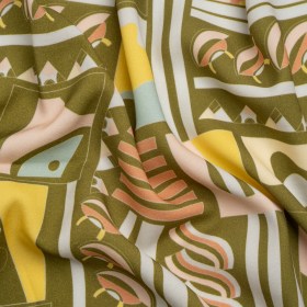 Mood Exclusive Olive Shape of the World Stretch Sustainable Rayon Batiste Mood Exclusive Olive Shape of the World Stretch Sustainable Rayon Batiste