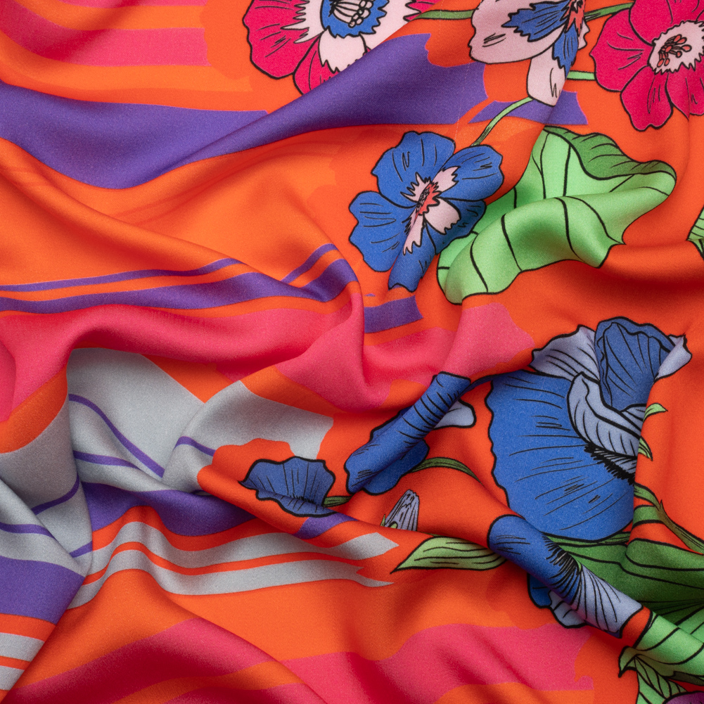 Mood Exclusive Red Lines and Lilies Rayon Challis Mood Exclusive Red Lines and Lilies Rayon Challis