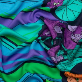 Mood Exclusive Navy Lines and Lilies Rayon Challis Mood Exclusive Navy Lines and Lilies Rayon Challis