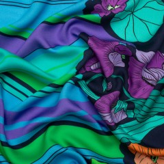 Mood Exclusive Navy Lines and Lilies Rayon Challis Mood Exclusive Navy Lines and Lilies Rayon Challis