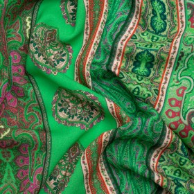 Viscose Crepe Panel – Green and Pink Decorative Stripes – Mood Exclusive Desert Dance Viscose Crepe Panel – Green and Pink Decorative Stripes – Mood Exclusive Desert Dance
