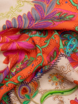 Viscose Crepe Panel – Red, Pink and Orange Fancy Leaves – Mood Exclusive Peacock Gardens Viscose Crepe Panel – Red, Pink and Orange Fancy Leaves – Mood Exclusive Peacock Gardens