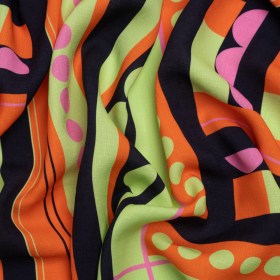 Slubbed Viscose Woven Panel – Orange, Lime Green and Pink Abstract Geometric – Mood Exclusive Abstract Thoughts Slubbed Viscose Woven Panel – Orange, Lime Green and Pink Abstract Geometric – Mood Exclusive Abstract Thoughts