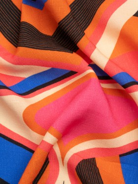 Slubbed Viscose Woven Print – Orange, Blue and Pink Abstract Spades – Mood Exclusive Take it Easy Slubbed Viscose Woven Print – Orange, Blue and Pink Abstract Spades – Mood Exclusive Take it Easy