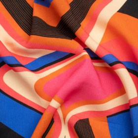 Slubbed Viscose Woven Print – Orange, Blue and Pink Abstract Spades – Mood Exclusive Take it Easy Slubbed Viscose Woven Print – Orange, Blue and Pink Abstract Spades – Mood Exclusive Take it Easy
