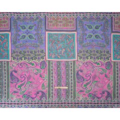 Mood Exclusive Purple Petals and Paisleys Viscose Georgette Mood Exclusive Purple Petals and Paisleys Viscose Georgette