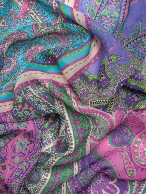 Mood Exclusive Purple Petals and Paisleys Viscose Georgette Mood Exclusive Purple Petals and Paisleys Viscose Georgette