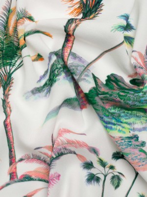 Viscose Crepe Print – Green, Pink and White Palm Trees – Mood Exclusive Shore Thing Viscose Crepe Print – Green, Pink and White Palm Trees – Mood Exclusive Shore Thing