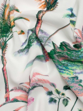 Viscose Crepe Print – Green, Pink and White Palm Trees – Mood Exclusive Shore Thing Viscose Crepe Print – Green, Pink and White Palm Trees – Mood Exclusive Shore Thing