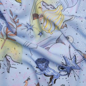 Viscose Crepe Print – Blue and Yellow Celestial Creatures – Mood Exclusive Mythical Me Viscose Crepe Print – Blue and Yellow Celestial Creatures – Mood Exclusive Mythical Me