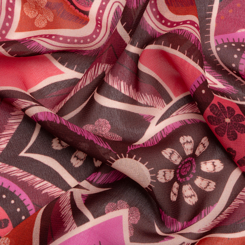 Mood Exclusive Fuchsia Floralscape Viscose Georgette Mood Exclusive Fuchsia Floralscape Viscose Georgette