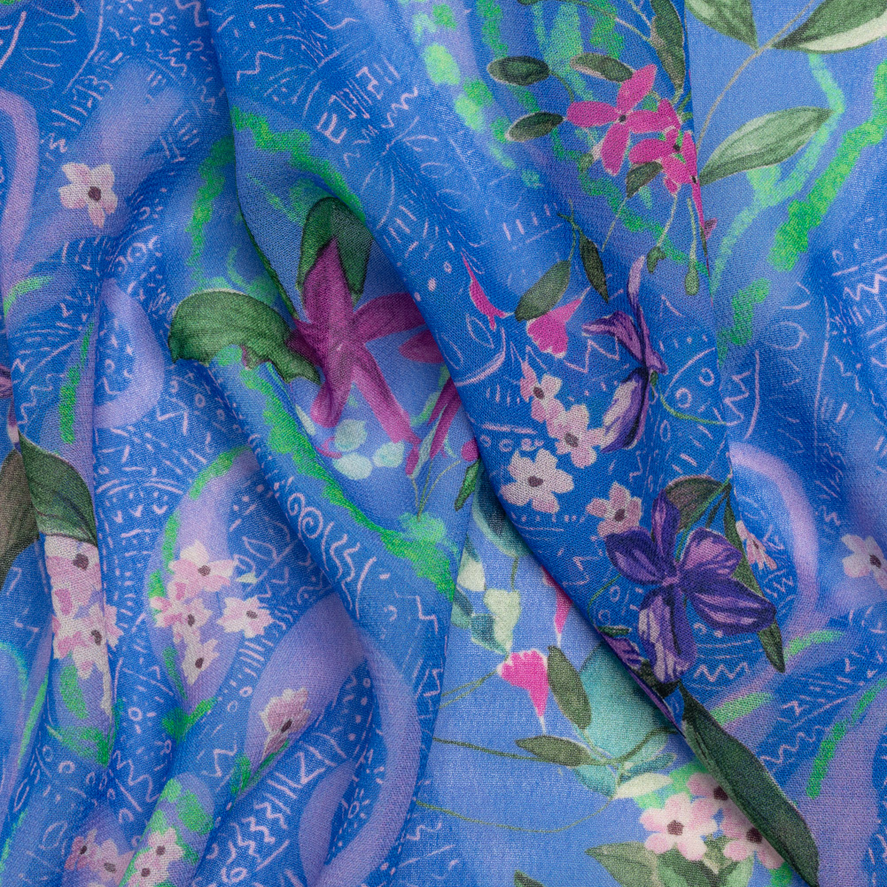 Mood Exclusive Blue Swooping Grounds Viscose Georgette Mood Exclusive Blue Swooping Grounds Viscose Georgette
